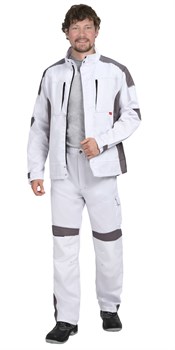 Костюм СИРИУС-ЦИТРИН куртка, брюки белый со средне-серым - фото 89965