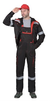 Костюм СИРИУС-ТИТАН куртка, п/к черный с красным с СОП - фото 91181