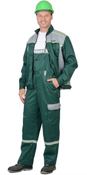 Костюм СИРИУС-ПРАКТИК-1 куртка, п/к зеленый со св. серым - фото 91264