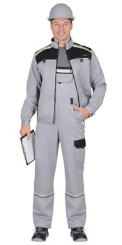 Костюм СИРИУС-ПРАКТИК куртка, п/к св. серый с черным - фото 91279