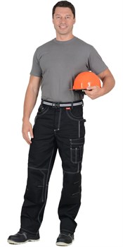 Брюки СИРИУС-ПРЕСТИЖ мужские летние черные, кант СВМ - фото 91450