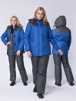 Куртка зимняя женская Сакрин (Дюспо), васильковый/темно-серый - фото 92113
