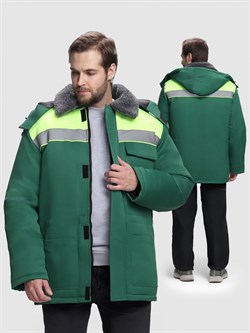Куртка зимняя для бригадира NEW (тк.Смесовая,210), зеленый/лимонный - фото 92116