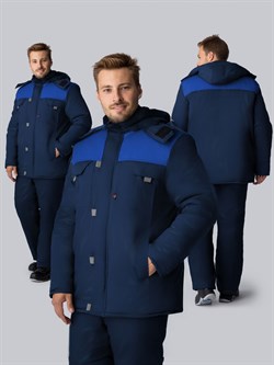 Куртка зимняя Флофт Премиум (тк.Смесовая,240), т.синий/васильковый/серый - фото 92121