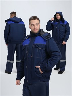Куртка зимняя укороченная Флофт Премиум (тк.Смесовая,240), т.синий/васильковый/серый - фото 92123