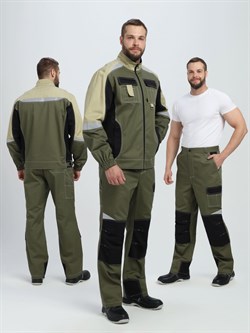 Костюм Вектрон-1 (тк.Смесовая МВО,240) брюки, хаки/черный/бежевый - фото 92140