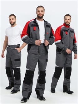 Костюм Вектрон-1 (тк.Смесовая МВО,240) брюки, серый/черный/красный - фото 92142