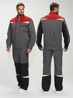 Костюм Строй-1 CH МВО (тк.Смесовая,280) брюки, т.серый/красный/черный - фото 92157