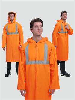 Плащ влагозащитный сигнальный ProfLineBase СОП (ПВХ,180), оранжевый - фото 92182