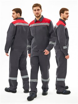 Костюм Липецк-1 СОП CH (тк.Смесовая,280) брюки, т.серый/красный - фото 92186