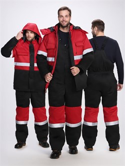Костюм зимний Нордхард-2 СОП (тк.Смесовая,250) п/к, черный/красный - фото 92193