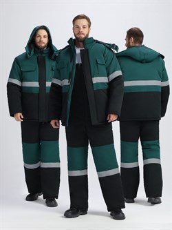 Костюм зимний Нордхард-2 СОП У. (тк.Смесовая,240) п/к, черный/т.зеленый - фото 92201