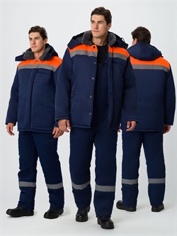 Костюм зимний Труженик-Ультра-2 (тк.Смесовая,210) п/к, т.синий/оранжевый - фото 92202