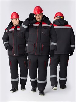 Костюм зимний Титан (Смесовая, 210) п/к, черный/красный - фото 92211