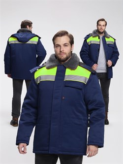 Куртка зимняя для бригадира NEW (тк.Смесовая,210), т.синий/лимонный - фото 92219
