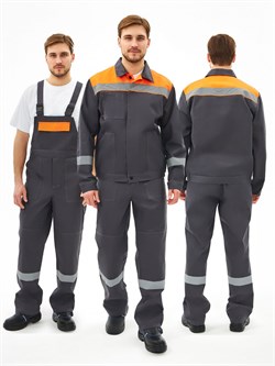 Костюм Липецк-2 СОП CH (тк.Смесовая,280) п/к, т.серый/оранжевый - фото 92265