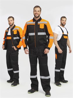 Костюм Виват-2 Премиум CH МВО (тк.Смесовая,240) п/к, черный/оранжевый - фото 92271