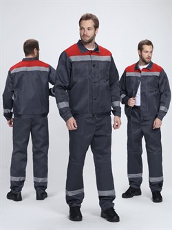 Костюм Лигор-1 СОП (тк.Смесовая,210) брюки, т.серый/красный - фото 92281