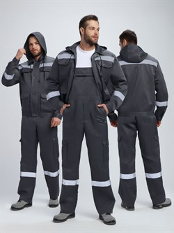 Костюм Нейч-2 СОП с капюшоном (тк.Смесовая,210) п/к, т.серый/св.серый - фото 92284