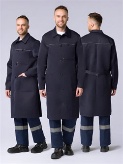 Халат мужской для ИТР (тк.Смесовая,210), т.синий - фото 92303