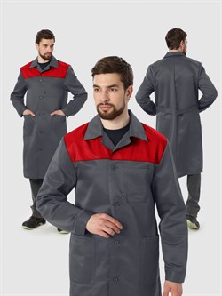 Халат Лигор (тк.Смесовая,210), т.серый/красный - фото 92306