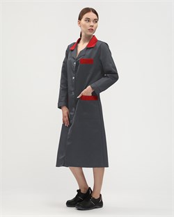 Халат женский (тк.Смесовая,210), т.серый/красный - фото 92319