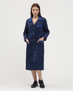 Халат женский (тк.Смесовая,210), т.синий/васильковый - фото 92320