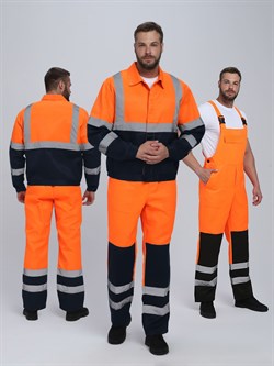 Костюм сигнальный Ярксион-2 СОП К. (тк.Смесовая,210) п/к, оранжевый/т.синий - фото 92332