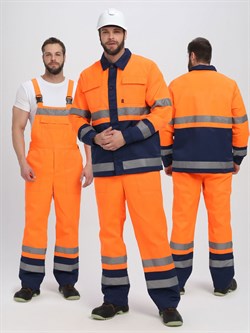Костюм для дорожника (тк.Смесовая,210) п/к, оранжевый/т.синий - фото 92340