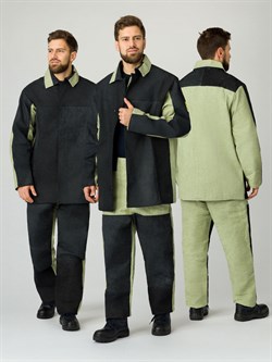 Костюм сварщика комбинированный 2 кл.защиты (тк.Брезент,550/Спилок S=2,3), черный/бежевый - фото 92365