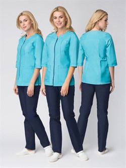 Костюм женский Спринт (тк.ТиСи), бирюзовый/т.синий - фото 92413