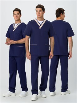 Костюм мужской Симпл-001 (тк.Смесовая,120) MedLine, т.синий/бежевый - фото 92420