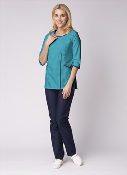 Женский костюм Вояж (ткань ТиСи), светло бирюзовый/темно синий - фото 92435