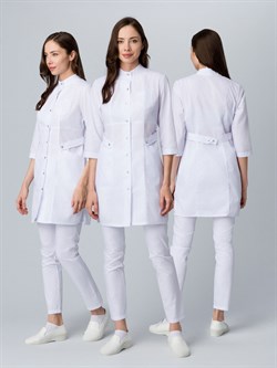 Халат женский Симпл-001 (тк.Смесовая,120) MedLine, белый - фото 92439