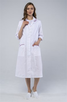 Халат женский Римма (тк.ТиСи), белый/брусничный - фото 92442