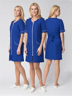 Халат женский Стелла (тк.ТиСи), васильковый/белый - фото 92486