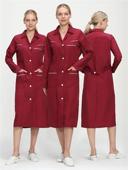 Халат женский Диана (тк.ТиСи), бордовый/белый - фото 92489
