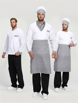 Костюм повара Шеф-2 (тк.ТиСи), белый/черный/принт-клетка - фото 92528