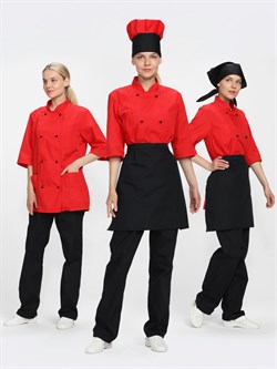 Костюм женский повара Шеф (тк.ТиСи), черный/красный - фото 92534