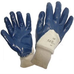 Перчатки нитриловые частичный облив манжет резинка - фото 93477