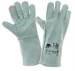 Краги спилковые Т-34 серые без подкладки, КРА005 - фото 93516