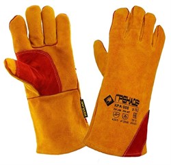 Краги спилковые утепленные (искусственный мех) ГРЕНАДЕР желтые с усилением, КРА009 - фото 93529