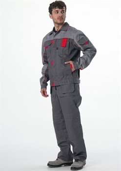 Костюм Союз-Профессионал-1 CH МВО (тк.Смесовая,240) брюки, т.серый/св.серый/красный - фото 93640