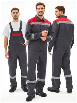 Костюм Липецк-2 СОП CH (тк.Смесовая,280) п/к, т.серый/красный - фото 93641