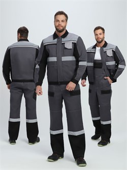 Костюм Виват-2 Премиум CH МВО (тк.Смесовая,240) п/к, т.серый/черный/св.серый - фото 93760