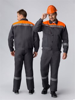 Костюм Лигор-1 СОП У. (тк.Смесовая,210) брюки, т.серый/оранжевый - фото 93775