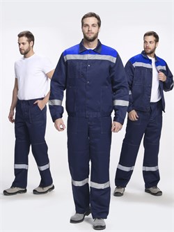 Костюм Лигор-1 СОП (тк.Смесовая,210) брюки, т.синий/васильковый - фото 93778