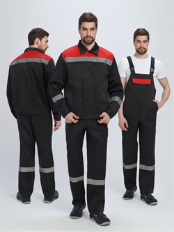Костюм Лигор-2 СОП (тк.Смесовая,210) п/к, черный/красный - фото 93780