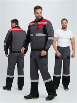 Костюм Виват-1 Премиум IMP (тк.Смесовая, 240) брюки, т.серый/черный/красный - фото 93790