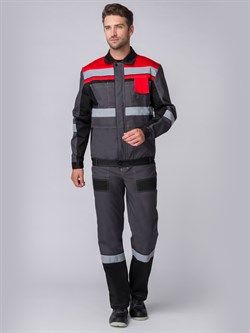 Костюм Виват-2 Премиум IMP (тк.Смесовая,240) п/к, т.серый/черный/красный - фото 93856